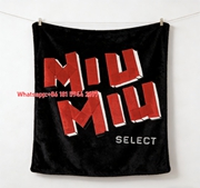 Miu Miu Red & Black 3D Typography Select Print Flannel Sofa Throw Blanket IMG_0483